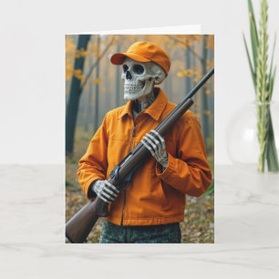 Birthday Skeleton Deer Hunter Carry a Rifry Karte