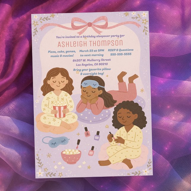 Birthday Sleepover Pajama Party für Mädchen Einladung (Birthday Sleepover Pajama Party for Girls Invitation)