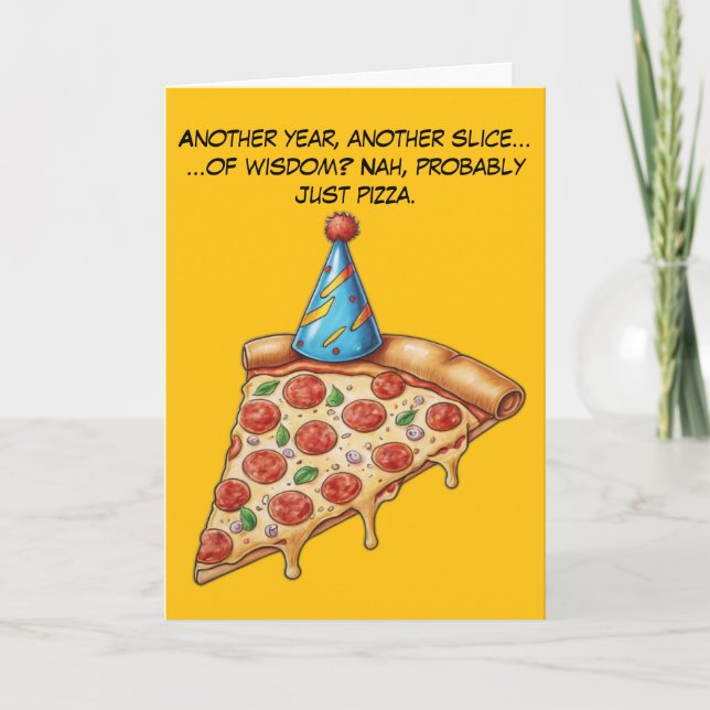 Birthday Slice mit Extra-Käse-Spaß Karte (Vorderseite)