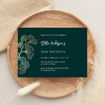 Birthday Smaragdgrün Grünschrift elegant Einladung<br><div class="desc">Smaragdgrüner Hintergrund mit Ginkgo-Blätter verziert. Personalisieren Sie Ihren Namen und Ihre Party-Daten und fügen Sie diese hinzu. Zurück: Ginkgo-Muster.</div>