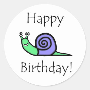 Birthday Snail Runder Aufkleber