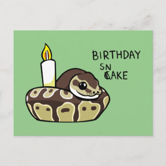 Birthday Snake Cute Ball Python Drawing Postcard Postkarte