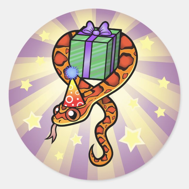 Birthday Snake Runder Aufkleber (Vorderseite)
