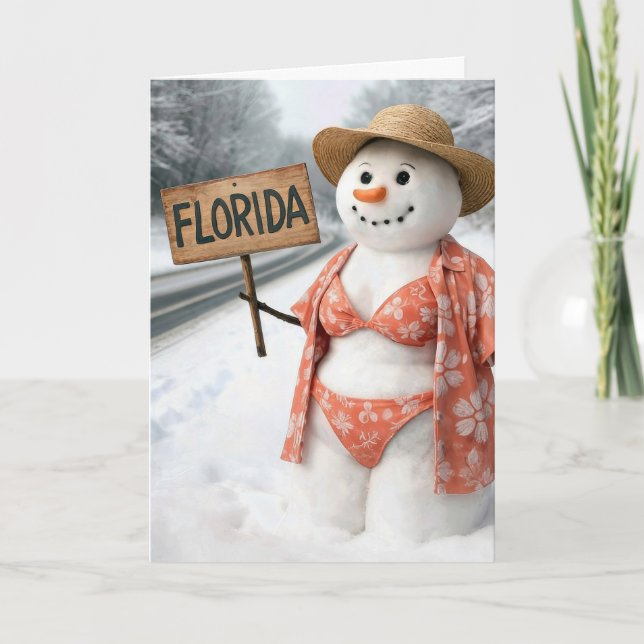 Birthday Snow Lady Hitchhiking With Sign Karte (Vorderseite)