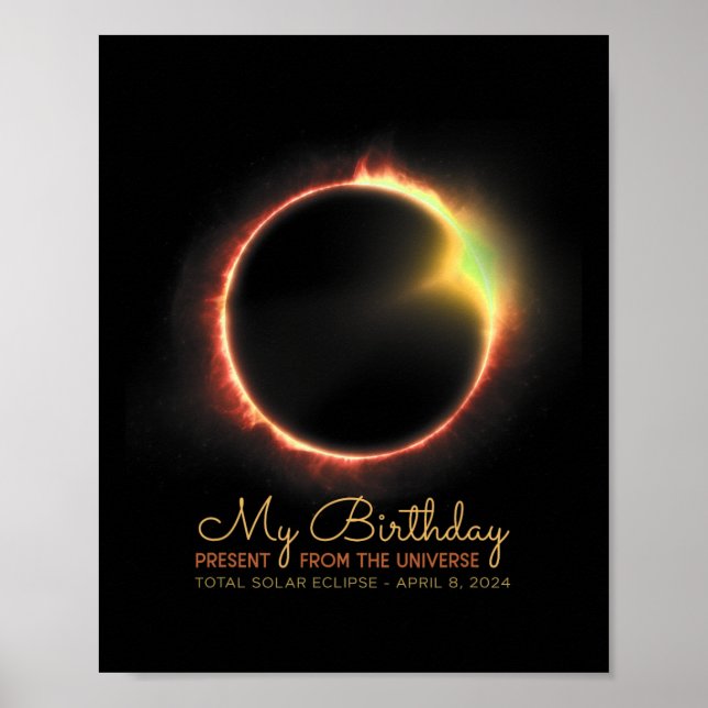 Birthday Solar Eclipse 2024 April 8 Insgesamt Ecli Poster (Vorne)