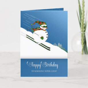 Birthday, Someone Cool, Happy Snowman Skiing Karte