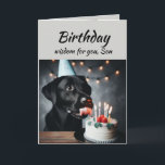 Birthday Son Fun Wisdom Labrador Tier Karte<br><div class="desc">Geburtstagsweisheit für Ihren Sohn vom niedlichen Labrador Retriever Dog Tier lecken den Kuchen. Fun tierische Geburtstagskarten</div>