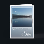 Birthday Son, Loch Lomond, Schottland. Karte<br><div class="desc">Geburtstag Sohn. Blauer Loch gegen klaren blauen Himmel,  Hügel im Hintergrund und Himmelsreflektionen am Loch Lomond,  Schottland. Im Text heißt es: Herzlichen Glückwunsch zum Geburtstag zu meinem wunderbaren Sohn. Die Karte im Inneren ist leer.</div>