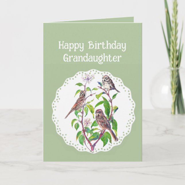 Birthday Song Sparrows, Niedliche Vögel Karte (Vorderseite)