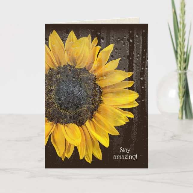 Birthday Sonnenblume mit Raindrops Karte (Vorderseite)