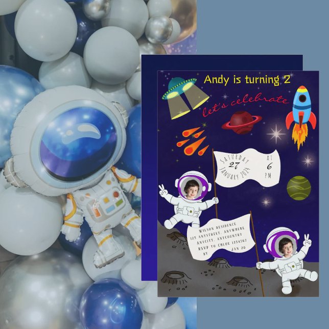 Birthday Space Astronaut Cartoon Glossard Poster (Von Creator hochgeladen)