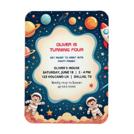 Birthday Space Boy Astronaut Flexible Foto Card Magnet