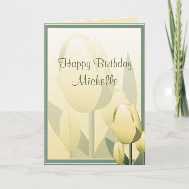 Birthday Spring Tulips Yellow Happday Card Karte (Vorderseite)