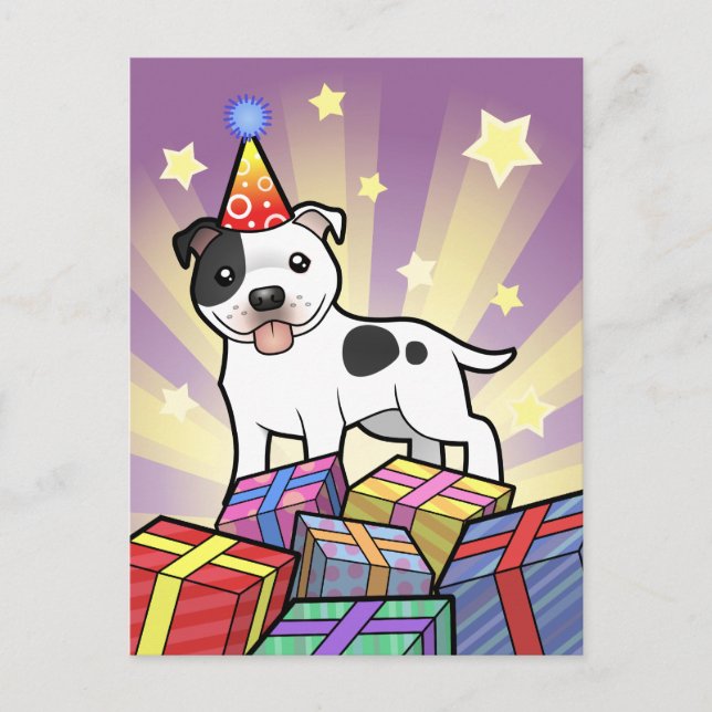 Birthday Staffordshire Bull Terrier Postkarte (Vorderseite)