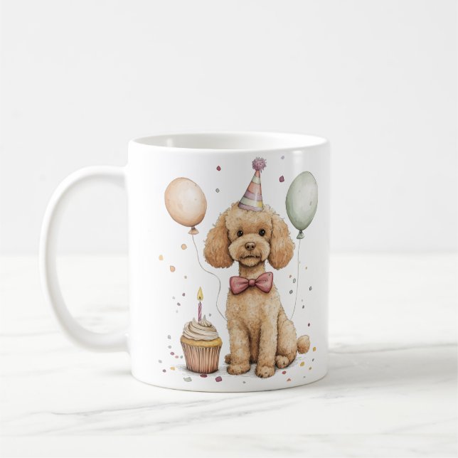 Birthday Standard Poodle Dog Kaffeetasse (Links)