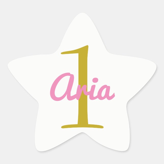 Birthday Star Sticker Pink Gold White (Vorderseite)