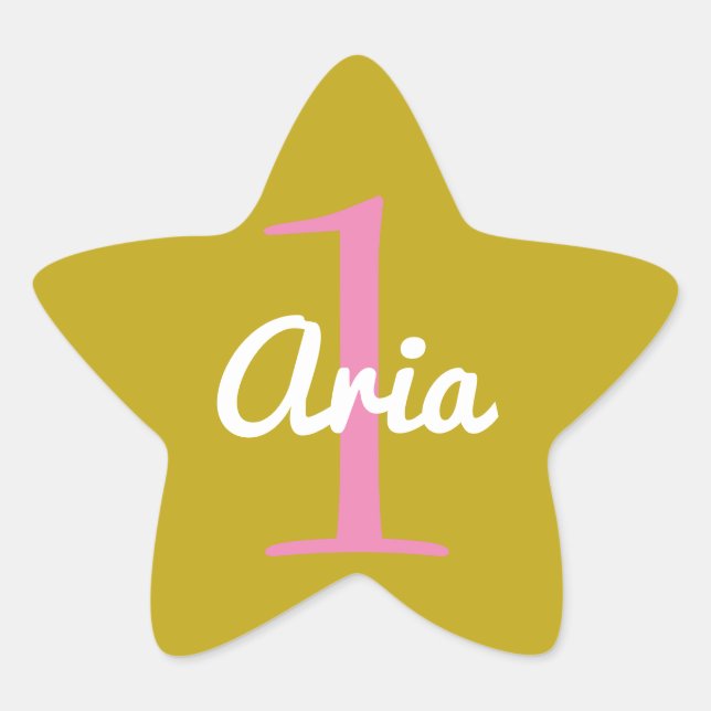 Birthday Star Sticker Pink Gold White (Vorderseite)