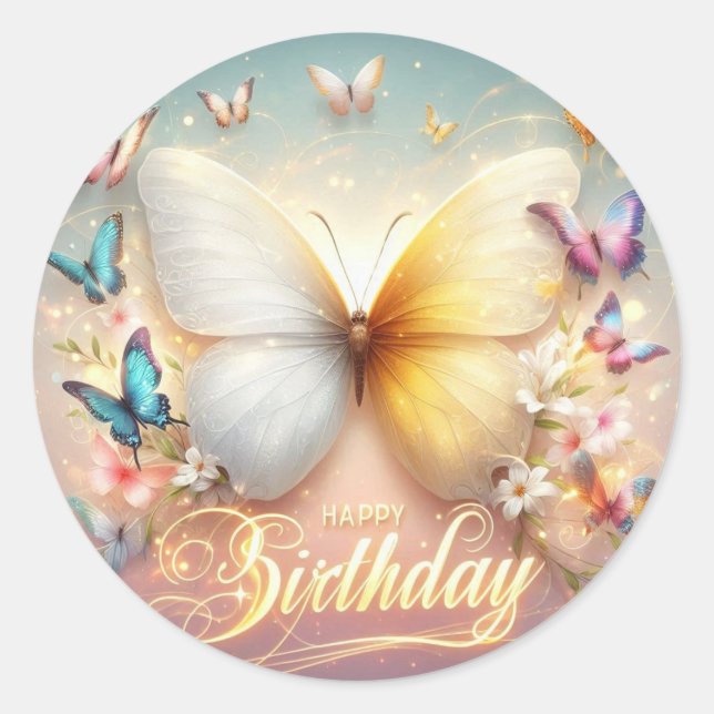 birthday sticker butterfly design  (Vorderseite)