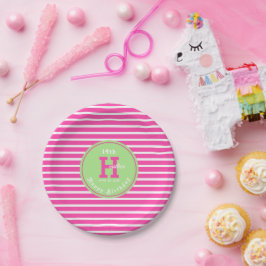 Birthday Stripes Rosa ⎮ Whitepaper Plakate Pappteller