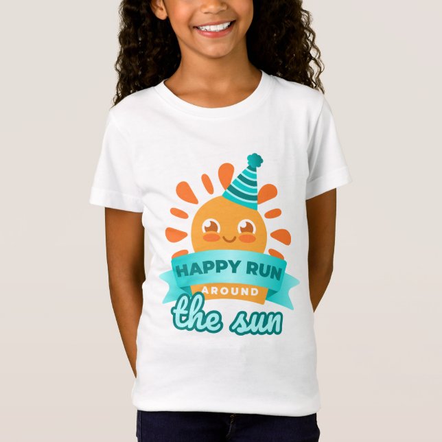 Birthday Sun läuft Niedlich T-Shirt (Vorderseite)