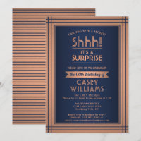 Birthday Surprise Party Elegante Navy Blue & Coppe
