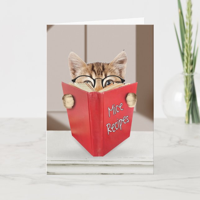 Birthday Tabby Cat Reading Book Karte (Vorderseite)