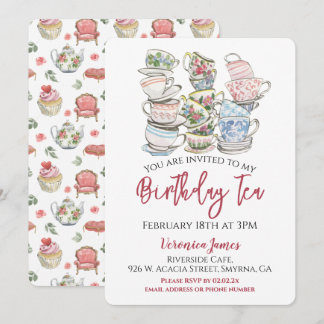 Birthday Tea Cups Party Einladung