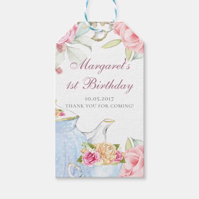 Birthday Tea Party Vielen Dank Geschenkanhänger (Vorderseite)