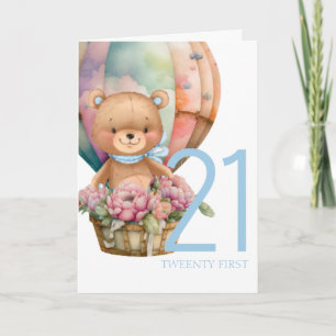 Birthday Teddy Bären Ballon 21ST Card Karte