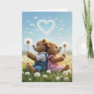 Birthday Teddy Bären mit Herzkronleuchter Karte