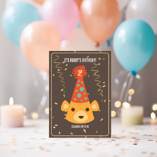 Birthday Teddy Bear Tragen eines Party Hat Einladung