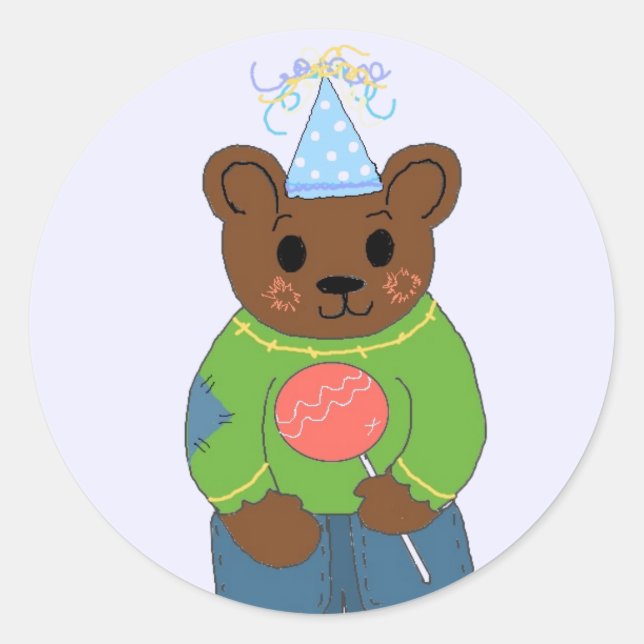 Birthday Teddybear Runder Aufkleber (Vorderseite)