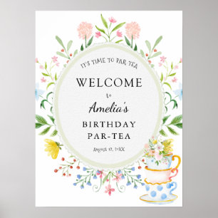 Birthday Tee Party Whimsical Wildblume Willkommen Poster