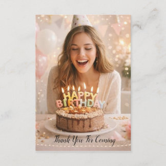 Birthday Thank You Card with Cake & Candle Theme Dankeskarte