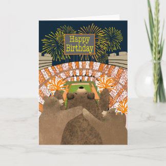 Birthday Three Bears Cheering at Football Stadium Karte