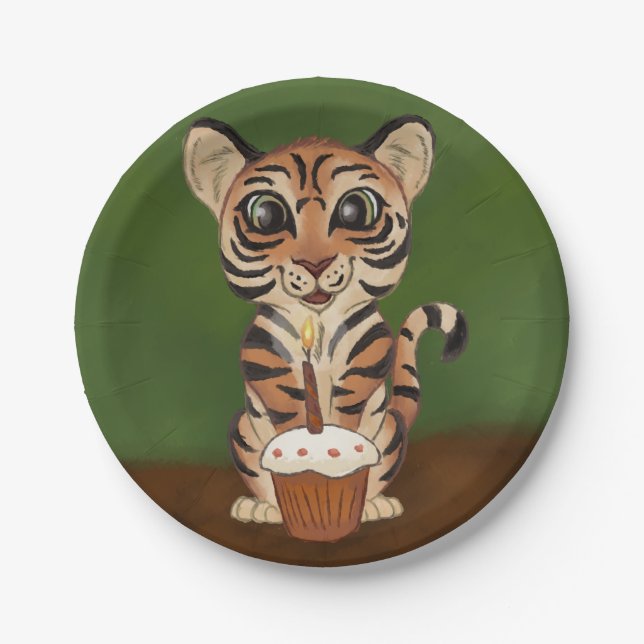 Birthday Tiger Pappteller (Vorderseite)