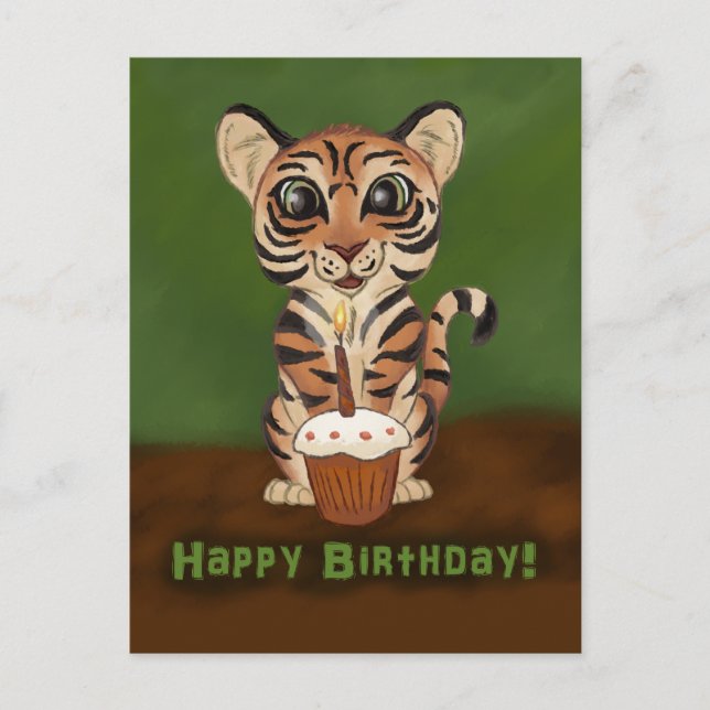 Birthday Tiger Postkarte (Vorderseite)