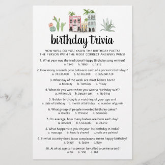 Birthday Trivia Spiel mit Antworten Geburtstagspar
