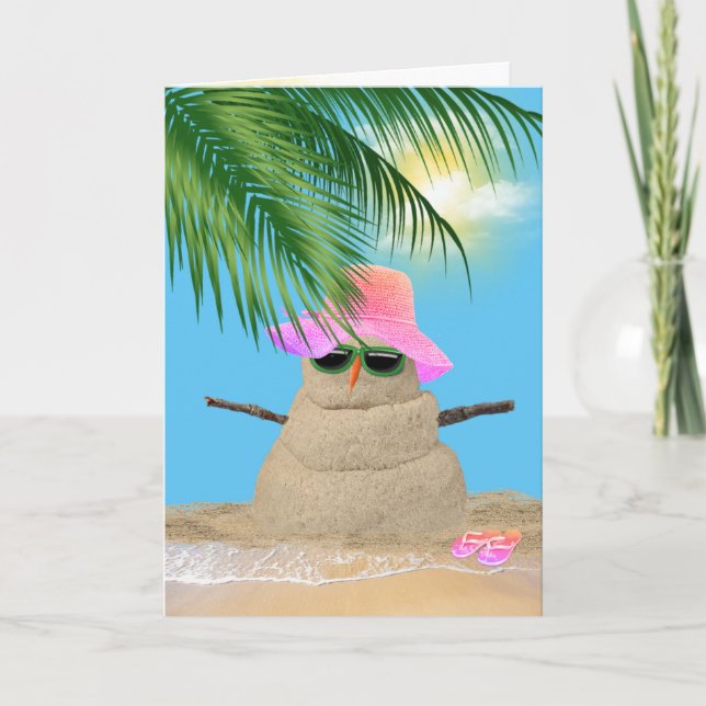 Birthday Tropical Sandman mit Palm Frond Karte (Vorderseite)
