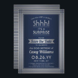 Birthday Überraschung Party Shhh! Elegant Navy Blu Save The Date<br><div class="desc">Kannst du ein Geheimnis behalten haben? Laden Sie Familie und Freunde zu einer eleganten und aufregenden Überraschung Geburtstagsfeier mit maßgeschneiderten marineblau und Imitats silberne Folie Save the Date Party Einladungen. Alle Formulierungen auf dieser Vorlage ist einfach zu personalisieren, einschließlich der Nachricht, dass "Shhh! Es ist ÜBERRASCHEND." Das Design besticht durch...</div>