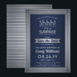 Birthday Überraschung Party Shhh! Elegant Navy Blu Save The Date<br><div class="desc">Kannst du ein Geheimnis behalten haben? Laden Sie Familie und Freunde zu einer eleganten und aufregenden Überraschung Geburtstagsfeier mit maßgeschneiderten marineblau und Imitats silberne Folie Save the Date Party Einladungen. Alle Formulierungen auf dieser Vorlage ist einfach zu personalisieren, einschließlich der Nachricht, dass "Shhh! Es ist ÜBERRASCHEND." Das Design besticht durch...</div>