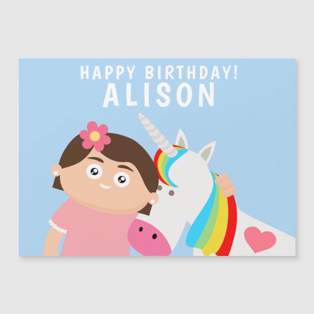 Birthday Unicorn Magnetkarte (Vorderseite)