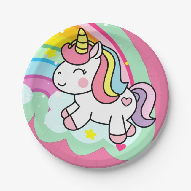 Birthday Unicorn Pappteller (Vorderseite)