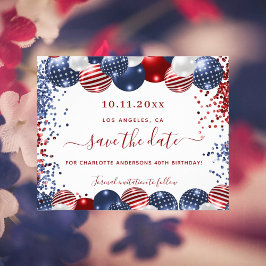 Birthday USA Rot-Blau-Haushalt Save the Date Flyer