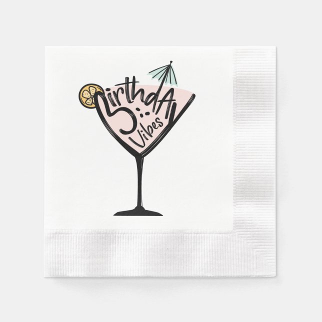 Birthday Vibes Cocktail Serviette (Vorderseite)