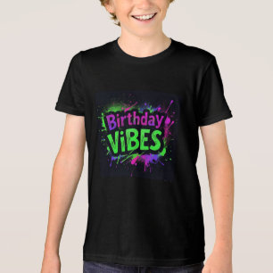 Birthday Vibes Neon Spritzer Boys Tri-Blend Shirt