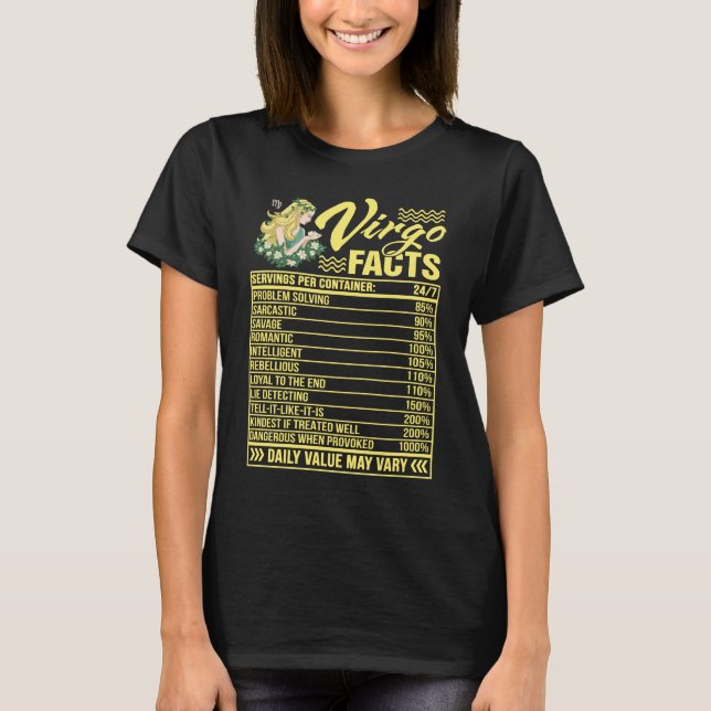 Birthday Virgo Facts T - Shirt (Vorderseite)