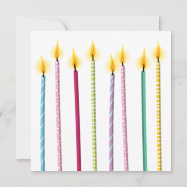 Birthday-Vorlage für lange farbige Kerzen Einladung (Vorderseite)