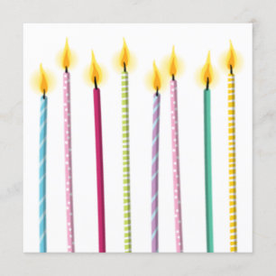 Birthday-Vorlage für lange farbige Kerzen Einladung