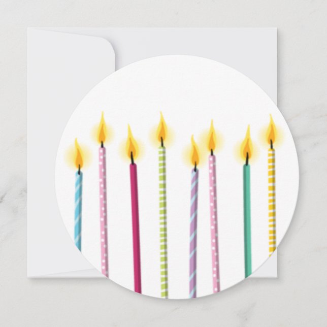 Birthday-Vorlage für lange farbige Kerzen Einladung (Vorderseite)